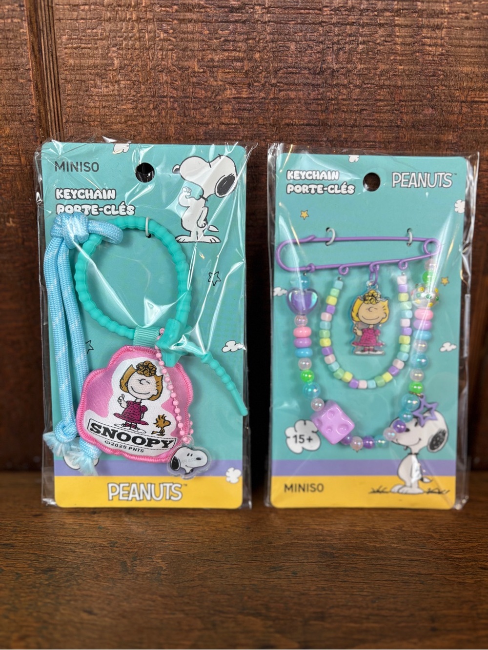 Peanuts Snoopy Beaded Keychain/Bag Charm Set of 2, Sally, Pink, Mint, Lavender